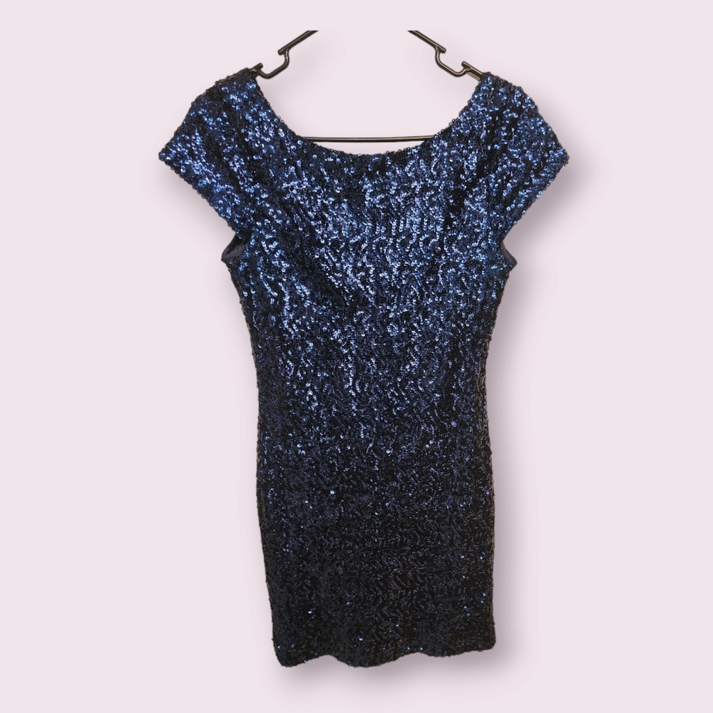 Size 7 Speechless Navy Sequin Mini Dress